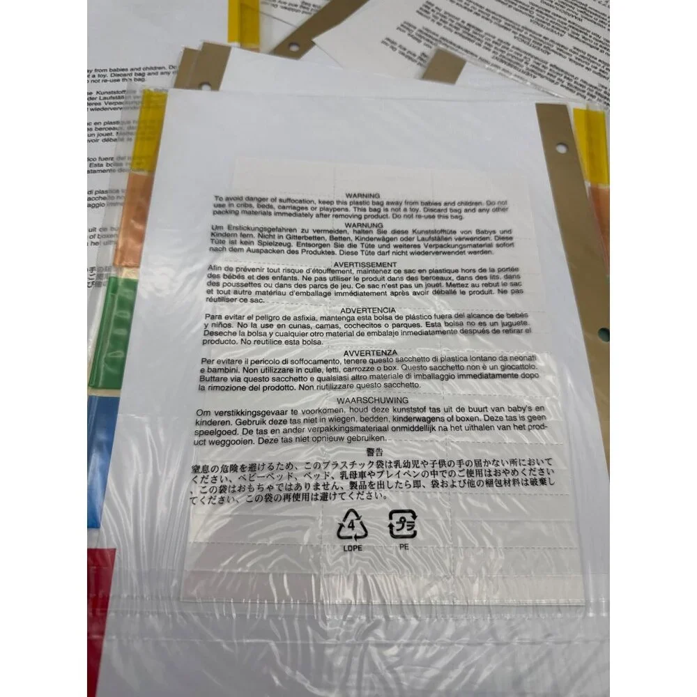 5-Tab Binder Dividers with tags Insertable Multicolor Big Tabs, 9 sets NEW